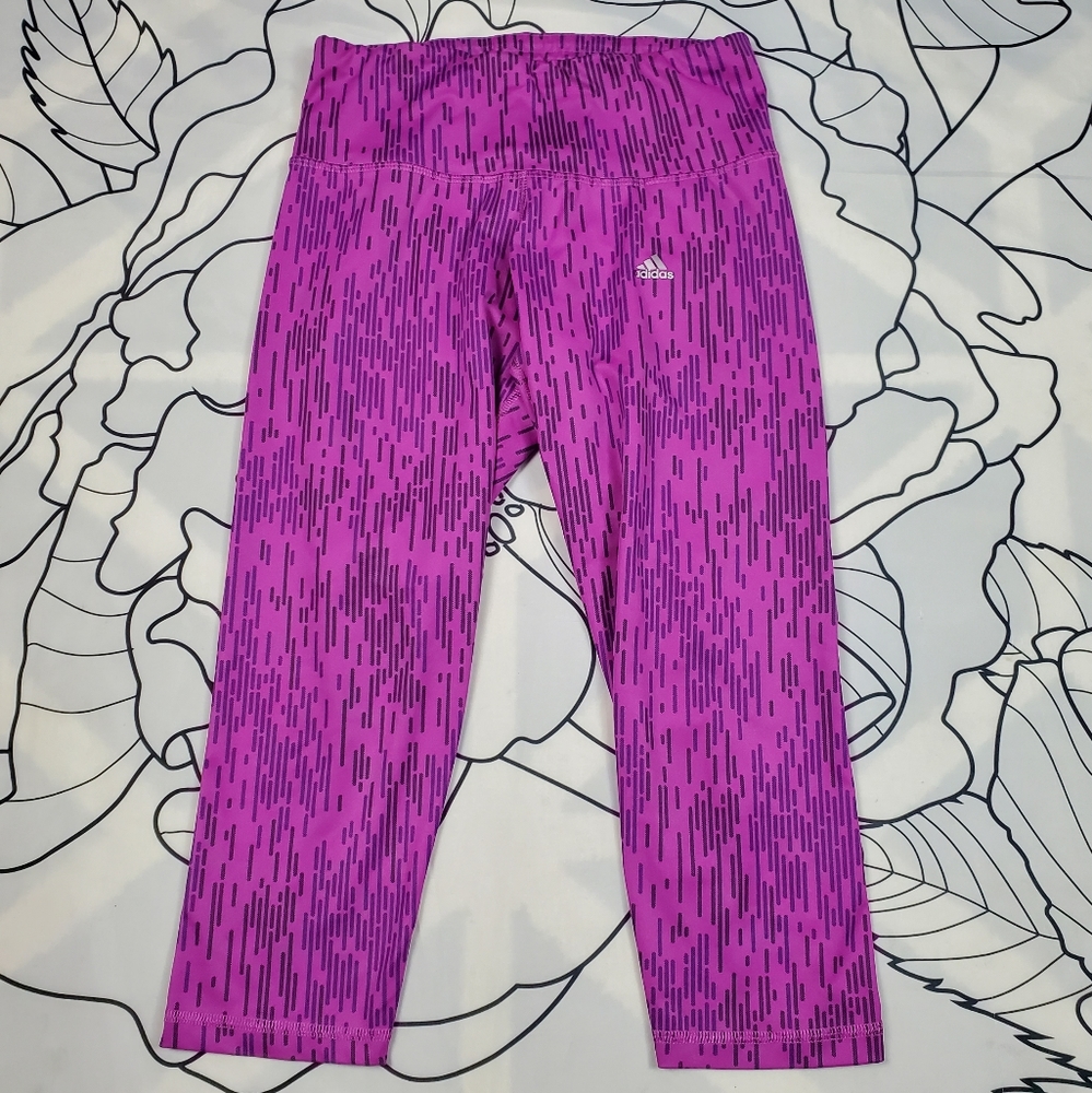 ADIDAS Cropped Leggings Pink & Purple Athleisure S